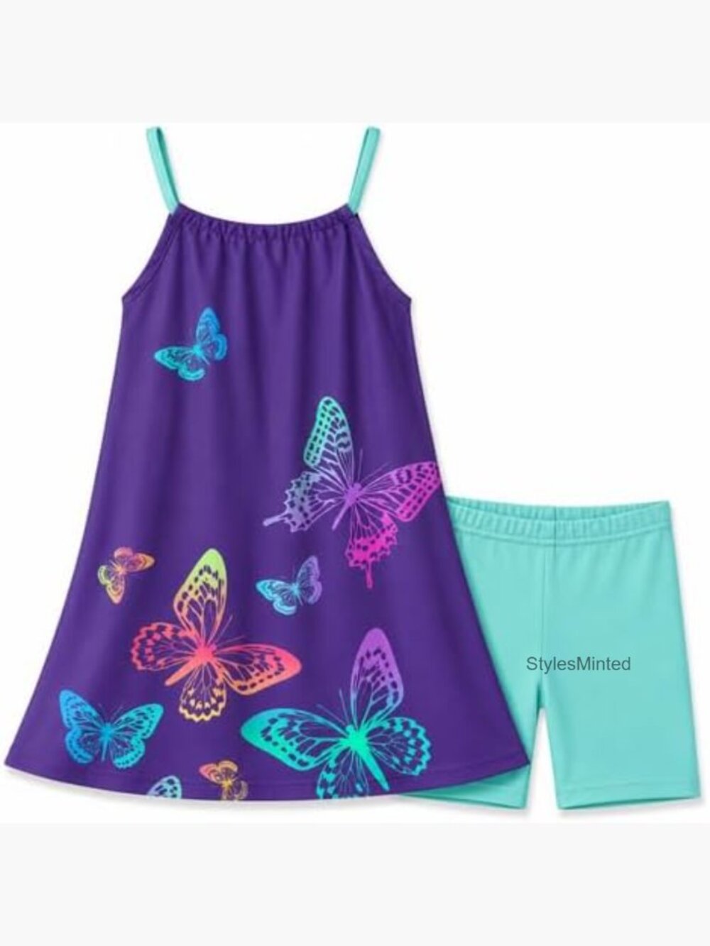 Girls Dress and Shorts Set Cotton Sleeveless Swing Dress Summer Outfit